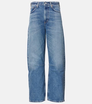 Miro high-rise cropped barrel-leg jeans