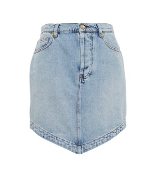 Asymmetric denim miniskirt