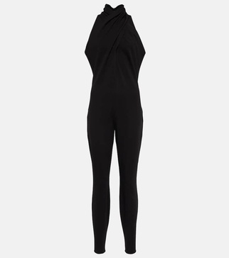 Halterneck crepe jumpsuit