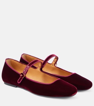 Velvet Mary Jane flats