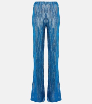 Jacquard high-rise wide-leg pants