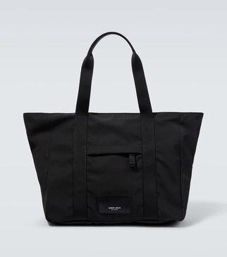 Leather-trimmed tote bag