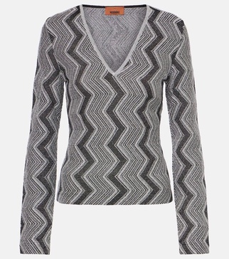 Zig Zag metallic knit sweater