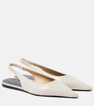 Spike leather slingback flats