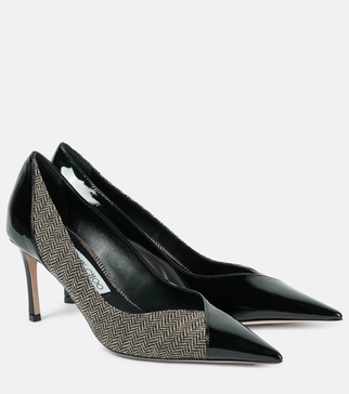 Cass 75 paneled patent leather pumps