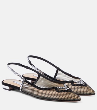 Forbidden Love mesh and suede slingback flats