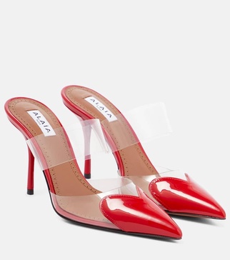 Heart patent leather and PU mules