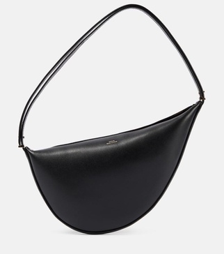 Scooped leather shoulder bag