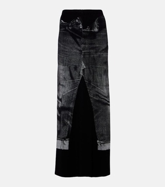 Trompe l'oeil jersey maxi skirt