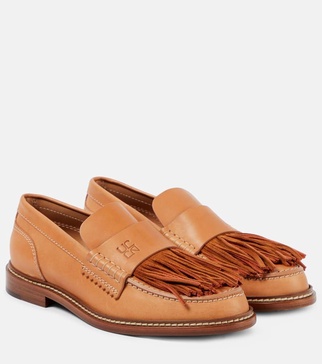 Fringed leather loafers