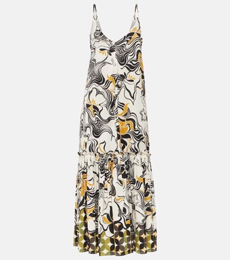 Printed satin maxi dress