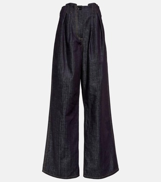 Aspos high-rise denim wide-leg pants