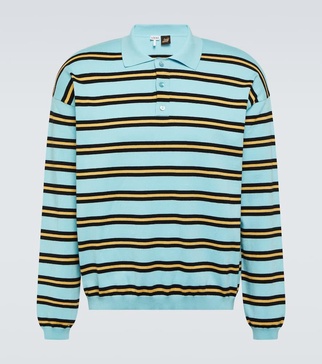 Paula's Ibiza striped cotton jersey polo sweater