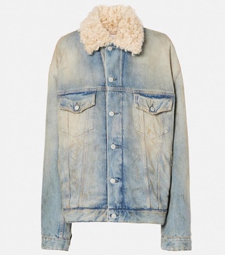 Roberta faux shearling-trimmed denim jacket