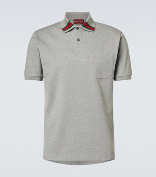 Web Stripe cotton-blend piqué polo shirt