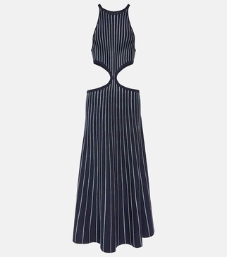 Tam striped cutout wool and silk maxi dress