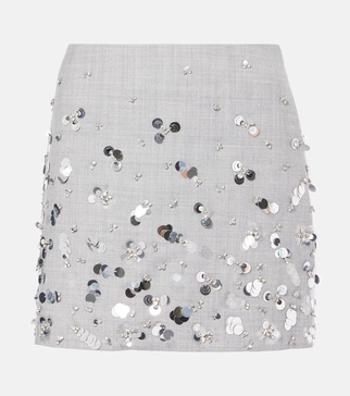 Larissa embellished wool miniskirt