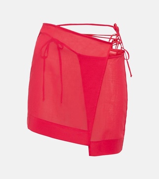 Asymmetric wrap miniskirt