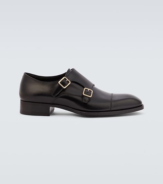 Elkan leather monk strap shoes