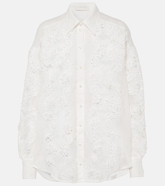 Halliday lace-trimmed ramie shirt