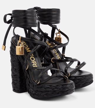 Padlock 140mm raffia platform sandals