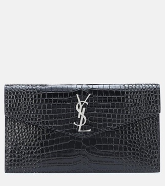 Uptown embossed leather clutch