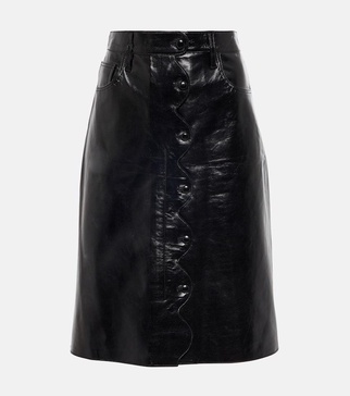 Scallop leather midi skirt