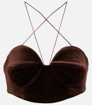 Halterneck velvet bralette