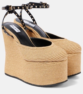 LA leather-trimmed paper straw wedges