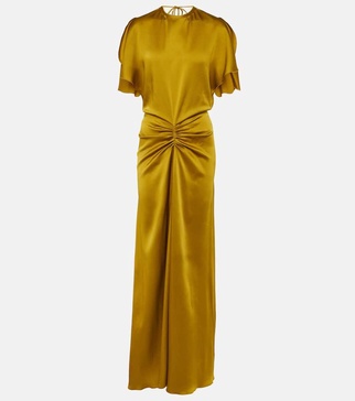 Gathered satin gown