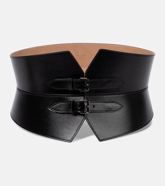 Leather corset belt