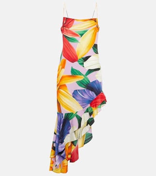 Printed asymmetrical midi dress