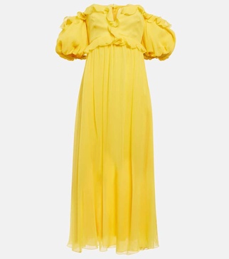 Off-the-shoulder silk gown