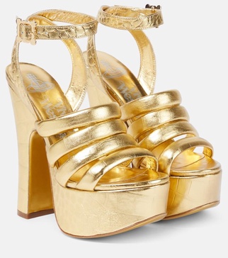 Britney croc-effect leather platform sandals