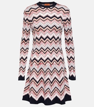 Zig Zag wool-blend minidress