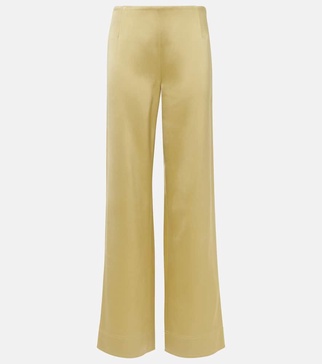 High-rise satin wide-leg pants