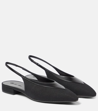 Rebecca leather-trimmed slingback flats