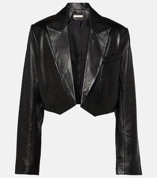 Cropped leather blazer