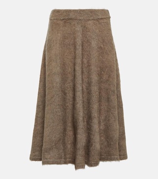 Wool-blend midi skirt