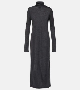 Wool-blend turtleneck midi dress