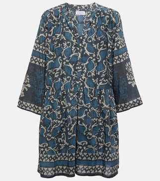 Talia printed cotton and silk minidress