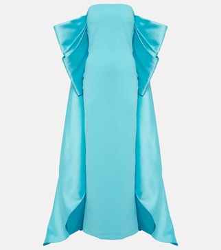 Kyla caped twill and crêpe gown