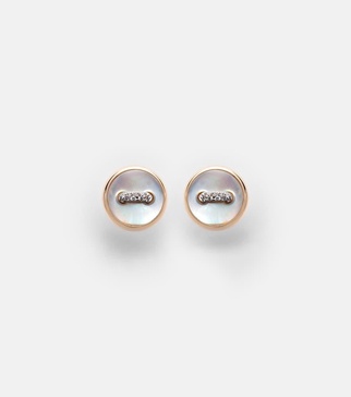 Pom Pom Dot 18kt rose gold earrings with mother of pearl and diamonds