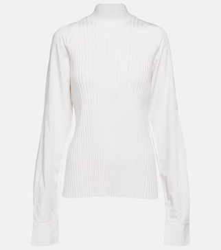 Ribbed-knit turtleneck wool-blend top