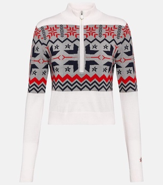 Nordic intarsia wool half-zip sweater