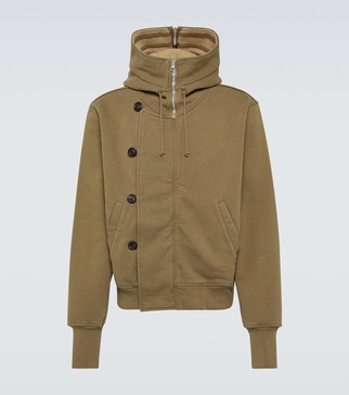 Flight hooded cotton jersey jacket