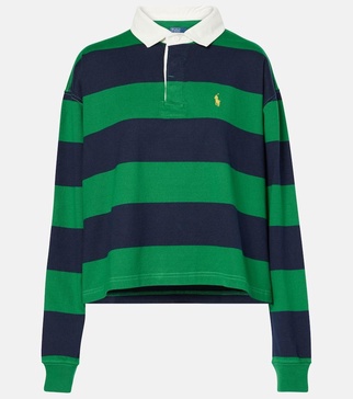 Striped cotton jersey polo shirt