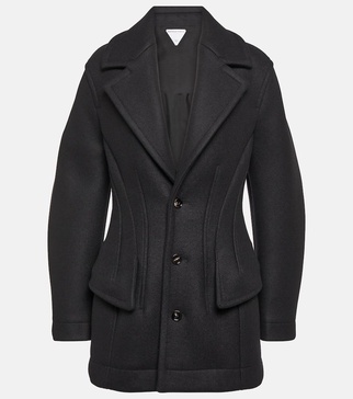 Sculptured wool-blend coat