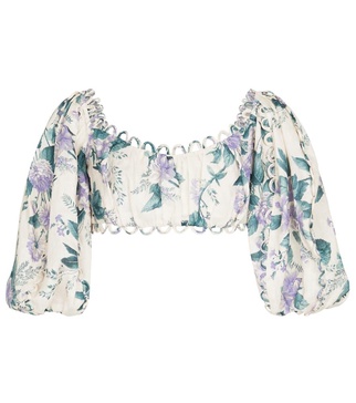 Cassia floral linen crop top