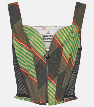 Classic tartan cotton and linen corset